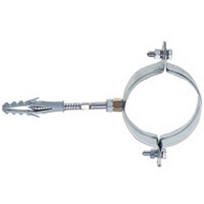 COLLARE TONDO ACCIAIO ZINC. C/PERNO E TASSELLO P/FISSAGGIO TUBI PLUV.- 100 mm.- OTER- pezzi 1