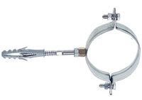 COLLARE TONDO ACCIAIO ZINC. C/PERNO E TASSELLO P/FISSAGGIO TUBI PLUV.- 100 mm.- OTER- pezzi 1