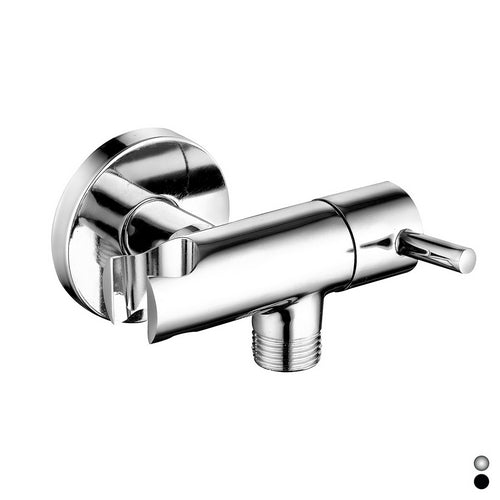 PRESA ACQUA TONDA CON SUPPORTO DOCCIA E ARRESTO- Cromo- DH- pezzi 1