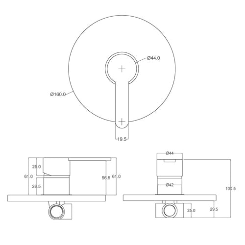 MISCELATORE MONOCOMANDO INCASSO DOCCIA SERIE IOLE- Cromo- DH- pezzi 1