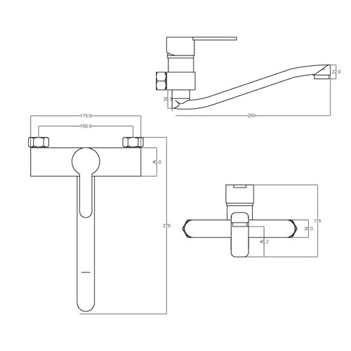 MISCELATORE MONOCOMANDO LAVELLO A MURO SERIE IOLE- Cromo- DH- pezzi 1