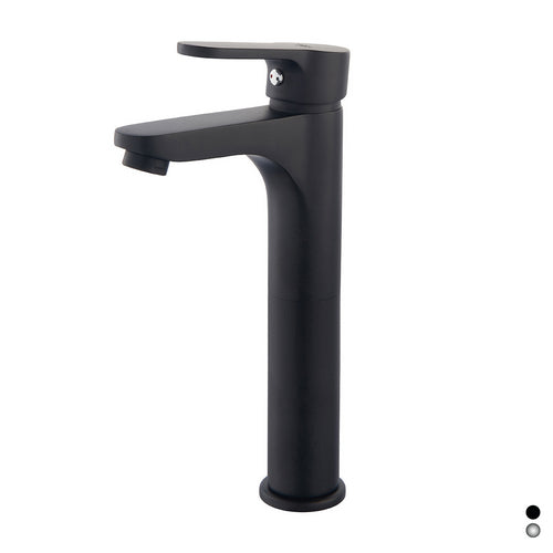 MISCELATORE MONOCOMANDO LAVABO ALTO CM 23,5 SERIE PACO- Nero opaco - Senza piletta- DH- pezzi 1