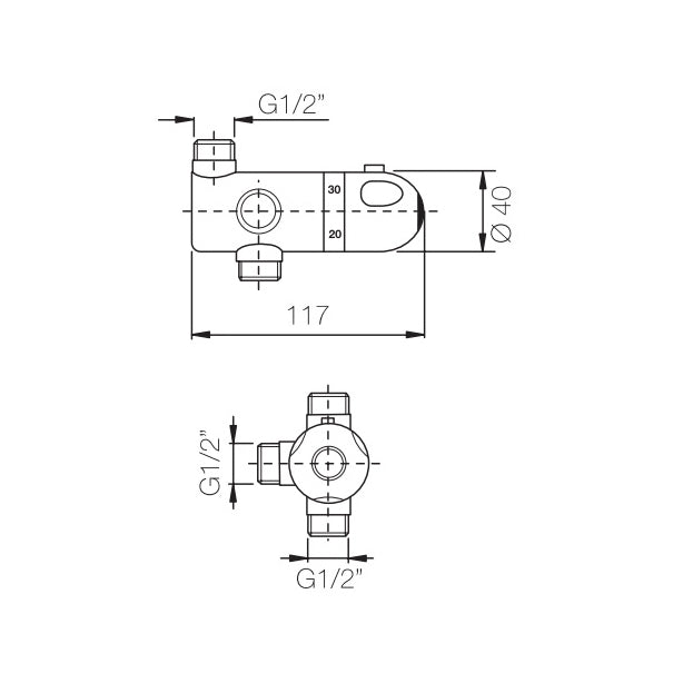MISCELATORE TERMOSTATICO SOTTOBOILER PESANTE- DH- pezzi 1