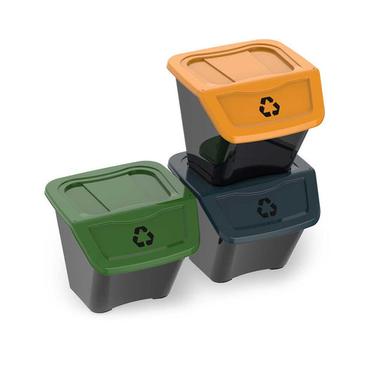 SET 3 PZ PATTUMIERA ECOBIN PER RACCOLTA DIFFERENZIATA- Lt. 30x3  39x39 cm x h.33 cm- GRYN- pezzi 1