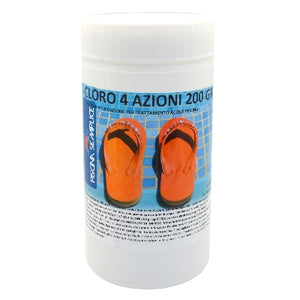 CLORO 4 AZIONI IN PASTIGLIE DA 200GR PER PISCINE 1 Kg Piscina semplice
