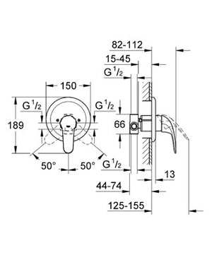 MISCELATORE MONOCOMANDO DOCCIA INCASSO EUROECO- Cromo- GROHE- pezzi 1