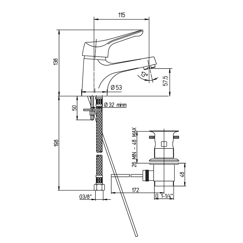 MISCELATORE MONOCOMANDO LAVABO LINEA DERBY- Cromo- ARGO- pezzi 1