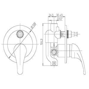 MISCELATORE MONOCOMANDO INCASSO DOCCIA CON DEVIATORE LINEA DERBY- Cromo- ARGO- pezzi 1