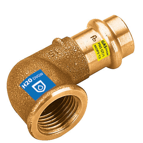 GOMITO 90  ° IN BRONZO A PRESSARE F X FIL F ACQUA/GAS- Diam. 15 x 1/2- FRABO- pezzi 1