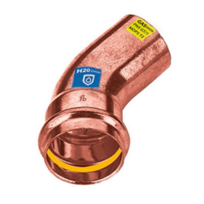 CURVA IN RAME A PRESSARE  45  ° MF ACQUA/GAS- Diam. 22- FRABO- pezzi 1