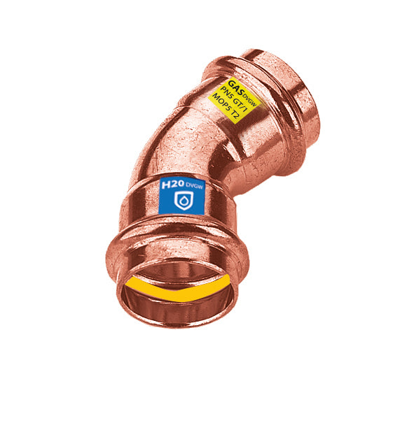 CURVA IN RAME A PRESSARE  45  ° FF ACQUA/GAS- Diam. 22- FRABO- pezzi 1