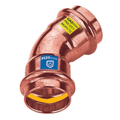 CURVA IN RAME A PRESSARE  45  ° FF ACQUA/GAS- Diam. 35- FRABO- pezzi 1