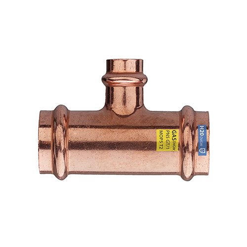 T RIDOTTO FFF IN RAME A PRESSARE ACQUA/GAS- Diam. 35 x 22 x 35- FRABO- pezzi 1