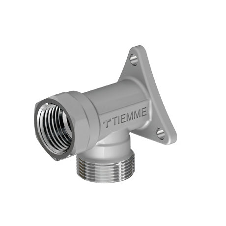 RACCORDO CURVO FEMMINA CROMATO CON FLANGIA- 1/2 - 24X19 fil (D.16)- TIEMM- pezzi 1