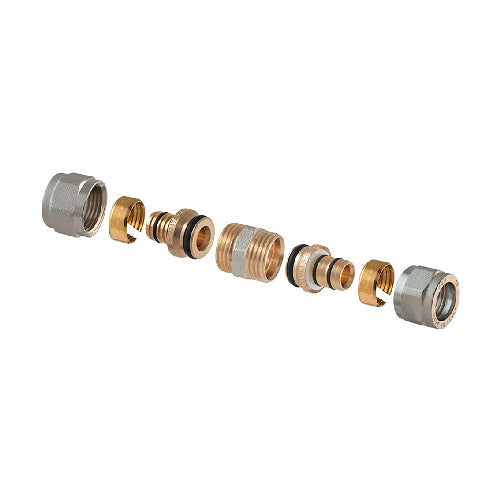RACCORDO DIRITTO DOPPIO A COMPRESSIONE P/MULTISTRATO 2 PZ ASSEMBLATO- 3/4-20(2,00) x 3/4 -20(2,00)- TDMB- pezzi 1