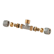 RACCORDO TEE MASCHIO A COMPRESSIONE PER MULTISTRATO 2PZ ASSEMBLATO- 1-26 x 1 x 1-26- TDMB- pezzi 1
