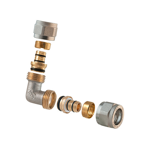 RACCORDO CURVO DOPPIO A COMPRESSIONE PER MULTISTRATO 2PZ ASSEMBLATO- 3/4-20 x 3/4-20- TDMB- pezzi 1