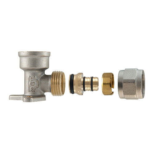 RACCORDO GOMITO FEMMINA A STAFFA A COMPRESSIONE PER MULTISTRATO 2PZ AS- 3/4 x 3/4-20- TDMB- pezzi 1