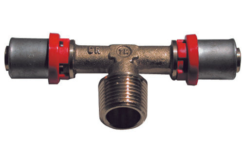 RACCORDO PRESS A T MASCHIO PER MULTISTRATO- 1/2 x 20- TIEMM- pezzi 1