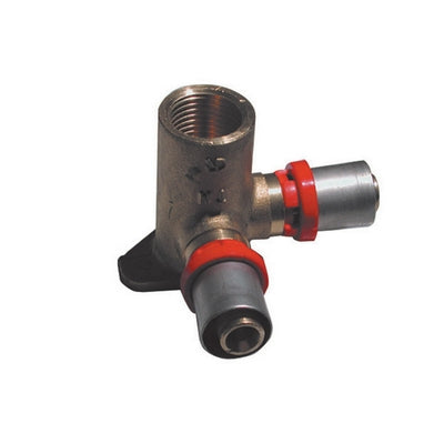 RACCORDO PRESS CURVO FEMMINA CON FLANGIA DOPPIA  PER MULTISTRATO- 1/2 x 16- TIEMM- pezzi 1