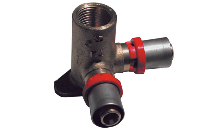 RACCORDO PRESS CURVO FEMMINA CON FLANGIA DOPPIA  PER MULTISTRATO- 1/2 x 16- TIEMM- pezzi 1