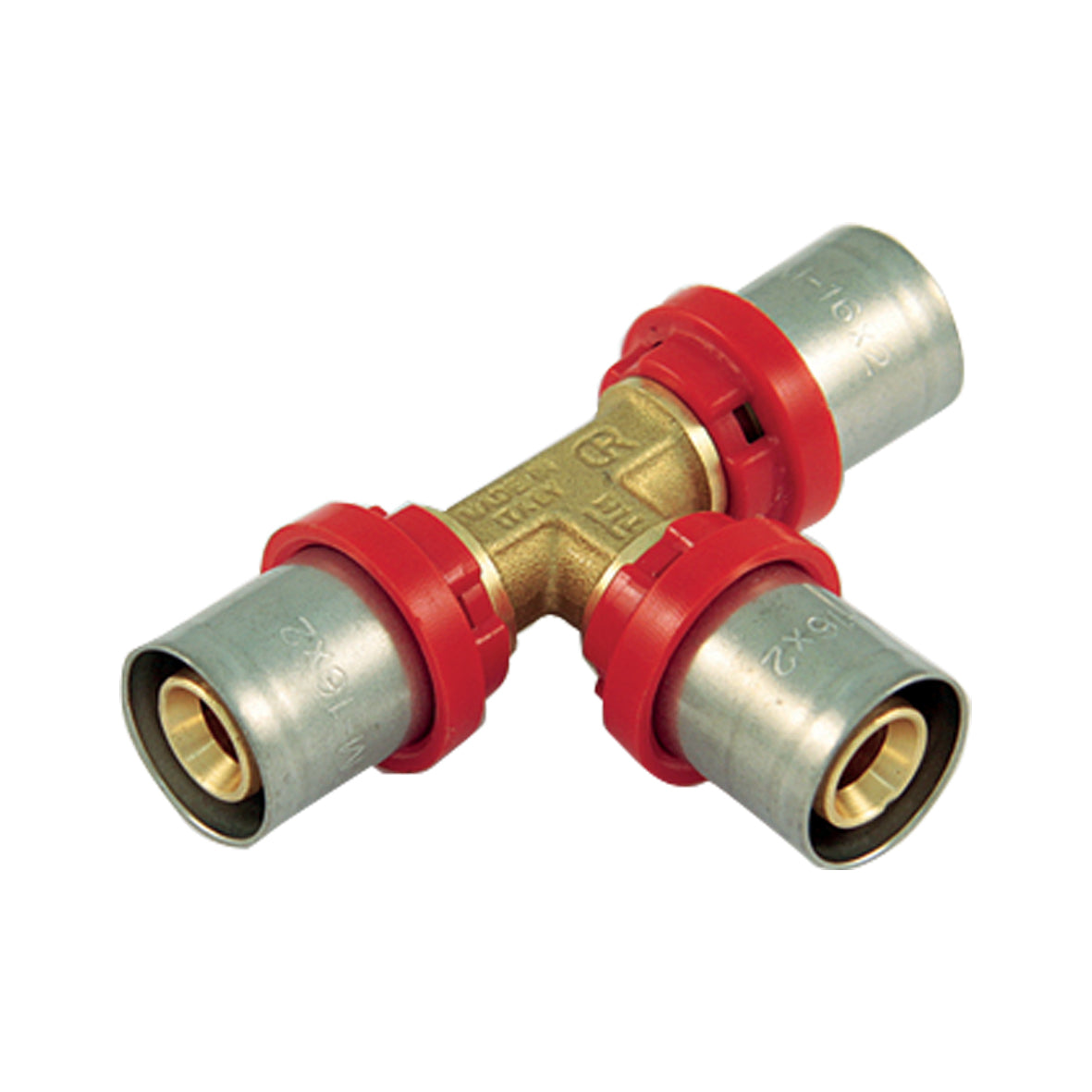 RACCORDO PRESS A T COMPACT  PER MULTISTRATO- 26 x 3,0 - 26 x 3,0 - 26 x 3,0- TIEMM- pezzi 1