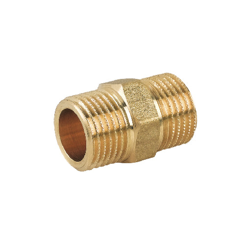 NIPPLE DOPPIO PROLUNGATO MM IN OTTONE GIALLO- 1- CAVAL- pezzi 1