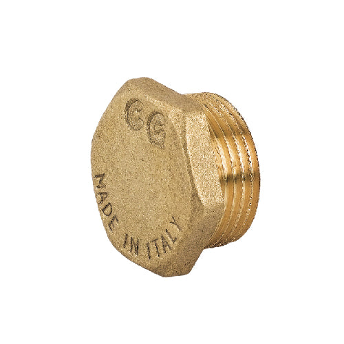 TAPPO MASCHIO CON ESAGONO IN OTTONE GIALLO- 11/2- CAVAL- pezzi 1