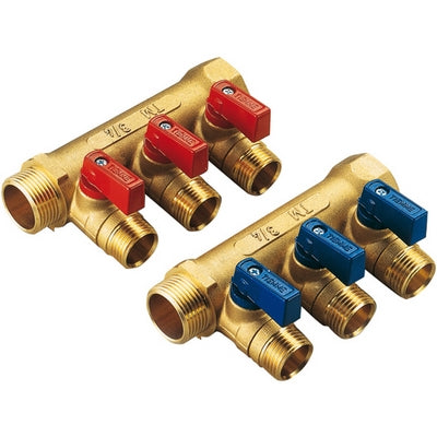 COLLETTORE NINO GIALLO C/VALVOLA A SFERA DA 3/4 x 16   3 VIE- 3/4 x 1/2 x 16- TIEMM- pezzi 1