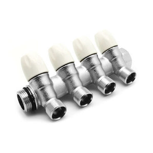 COLLETTORE LINEARE CON RUBINETTI D'ARRESTO 4 DERIVAZIONI- 3/4 x 1/2- TIEMM- pezzi 1