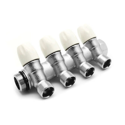 COLLETTORE LINEARE CON RUBINETTI D'ARRESTO 4 DERIVAZIONI- 3/4 x 1/2- TIEMM- pezzi 1
