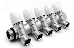 COLLETTORE LINEARE CON RUBINETTI D'ARRESTO 5 DERIVAZIONI- 3/4 x 1/2- TIEMM- pezzi 1