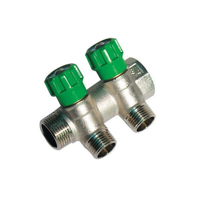 COLLETTORE LINEARE CON RUBINETTI D'ARRESTO 2 DERIVAZIONI IMPEX- 3/4 x 1/2- DH- pezzi 1