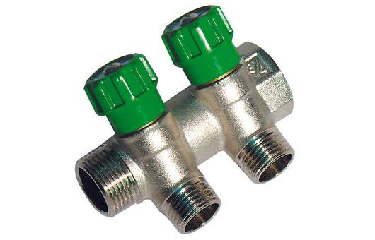 COLLETTORE LINEARE CON RUBINETTI D'ARRESTO 2 DERIVAZIONI IMPEX- 3/4 x 1/2- DH- pezzi 1