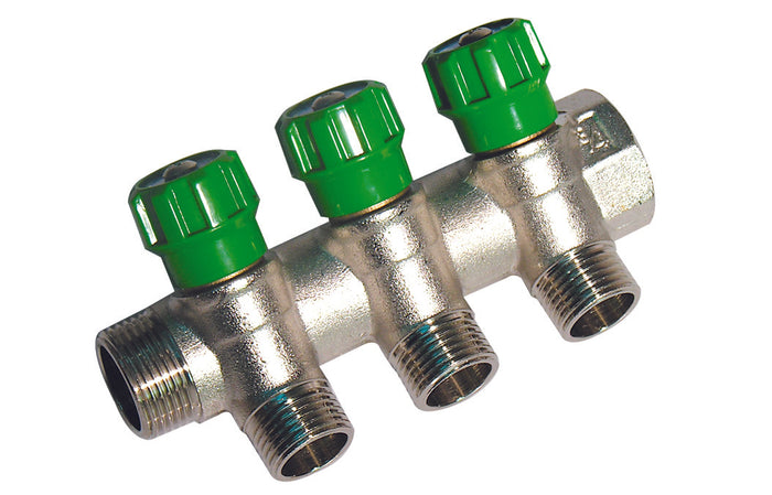 COLLETTORE LINEARE CON RUBINETTI D'ARRESTO 3 DERIVAZIONI IMPEX- 3/4 x 1/2- DH- pezzi 1