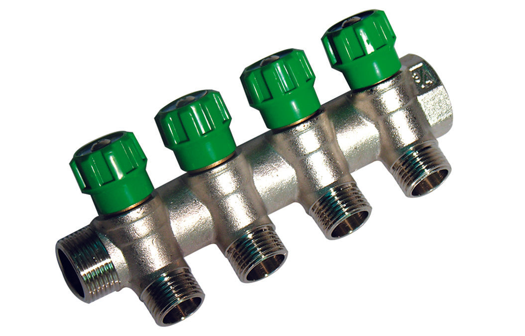 COLLETTORE LINEARE CON RUBINETTI D'ARRESTO 4 DERIVAZIONI IMPEX- 3/4 x 1/2- DH- pezzi 1