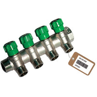 COLLETTORE LINEARE CON RUBINETTI D'ARRESTO 4 DERIVAZIONI IMPEX F-BRICO- 3/4 x 1/2- FAIDF- pezzi 1