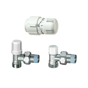 KIT VALVOLA + DETENTORE A SQUADRA + TESTA TERMOSTATICA- 3/8- FAR- pezzi 1