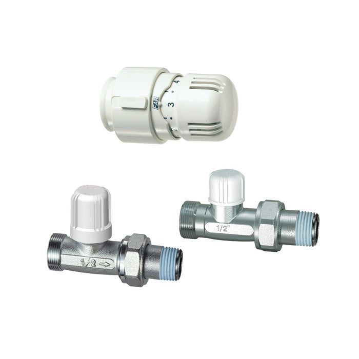 KIT VALVOLA + DETENTORE DIRITTO + TESTA TERMOSTATICA- 3/8- FAR- pezzi 1