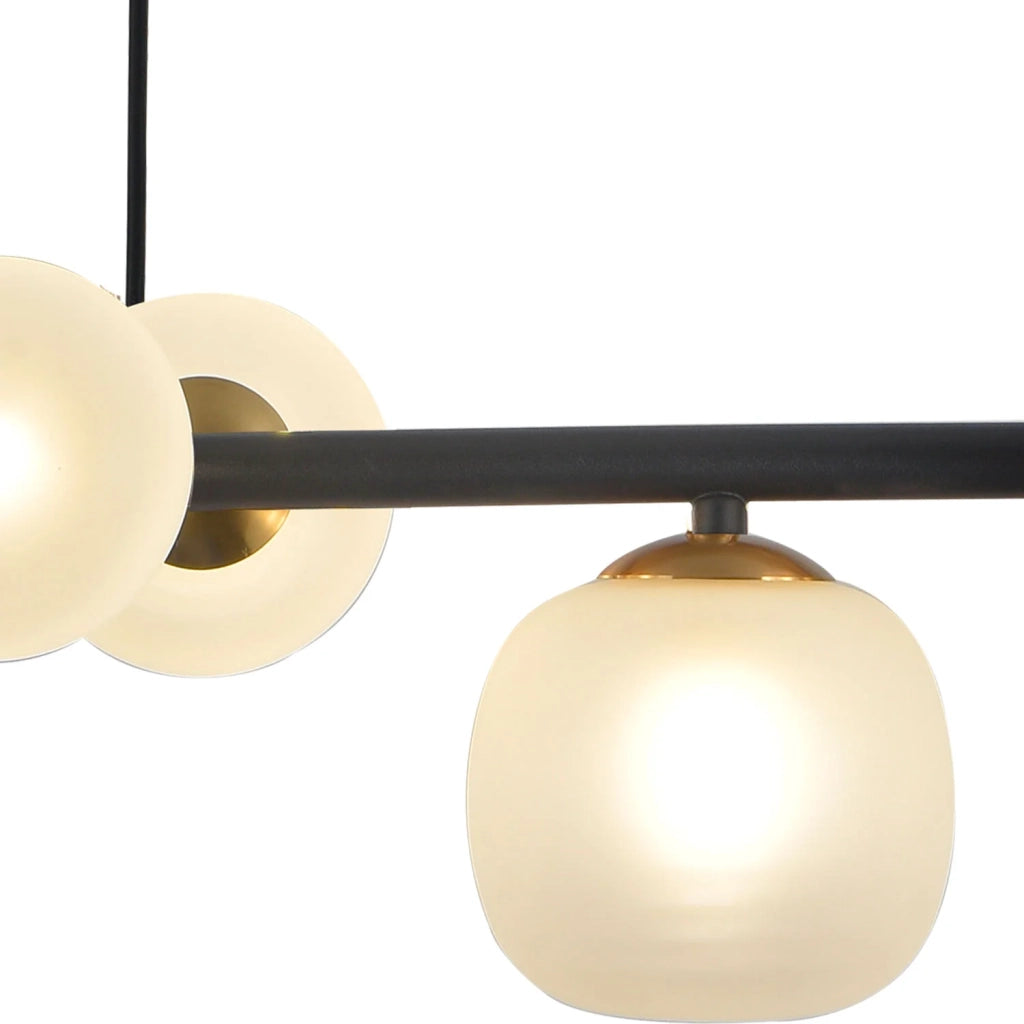 LÚZETE - LAMPADA DA SOFFITTO 8 LUCI IN FERRO NERO TULIPA BIANCA NICOLETTA