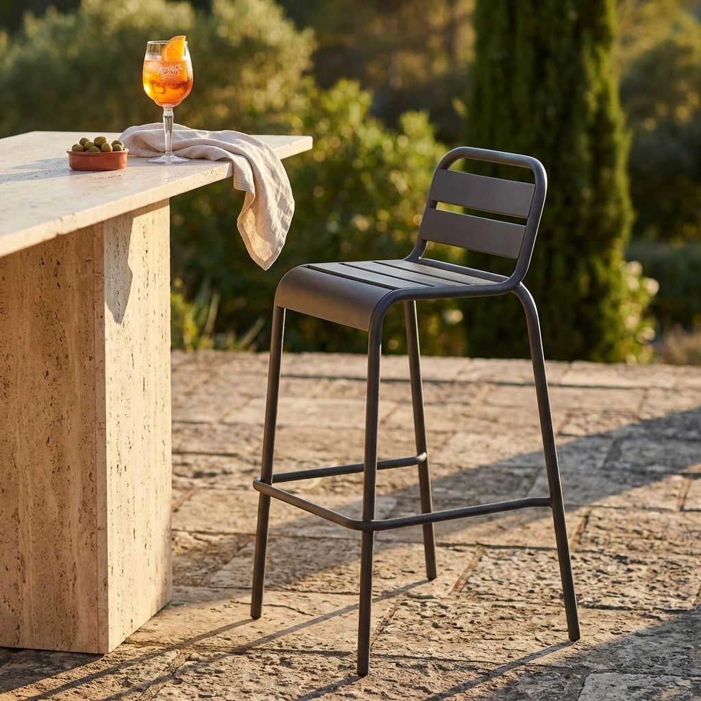 Sgabello da Giardino Impilabile in Acciaio cm 50x51x95 - STU