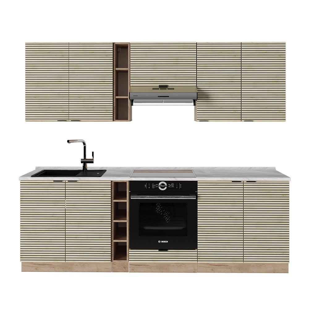Vicco Cucina componibile Pannello in rovere/rovere goldkraft 235 cm senza piano di lavoro