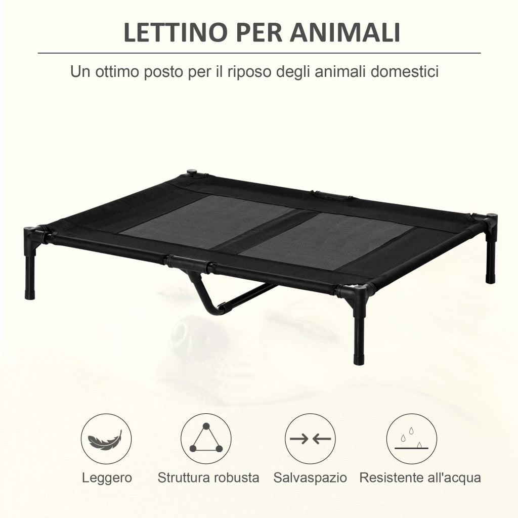 Brandina per Cani Grandi con Borsa di Trasporto 92x76x18 cm in Metallo e Tessuto Oxford Nero