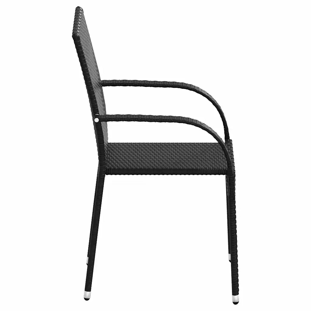 Sedie da Esterno Impilabili 6 pz in Polyrattan Nere