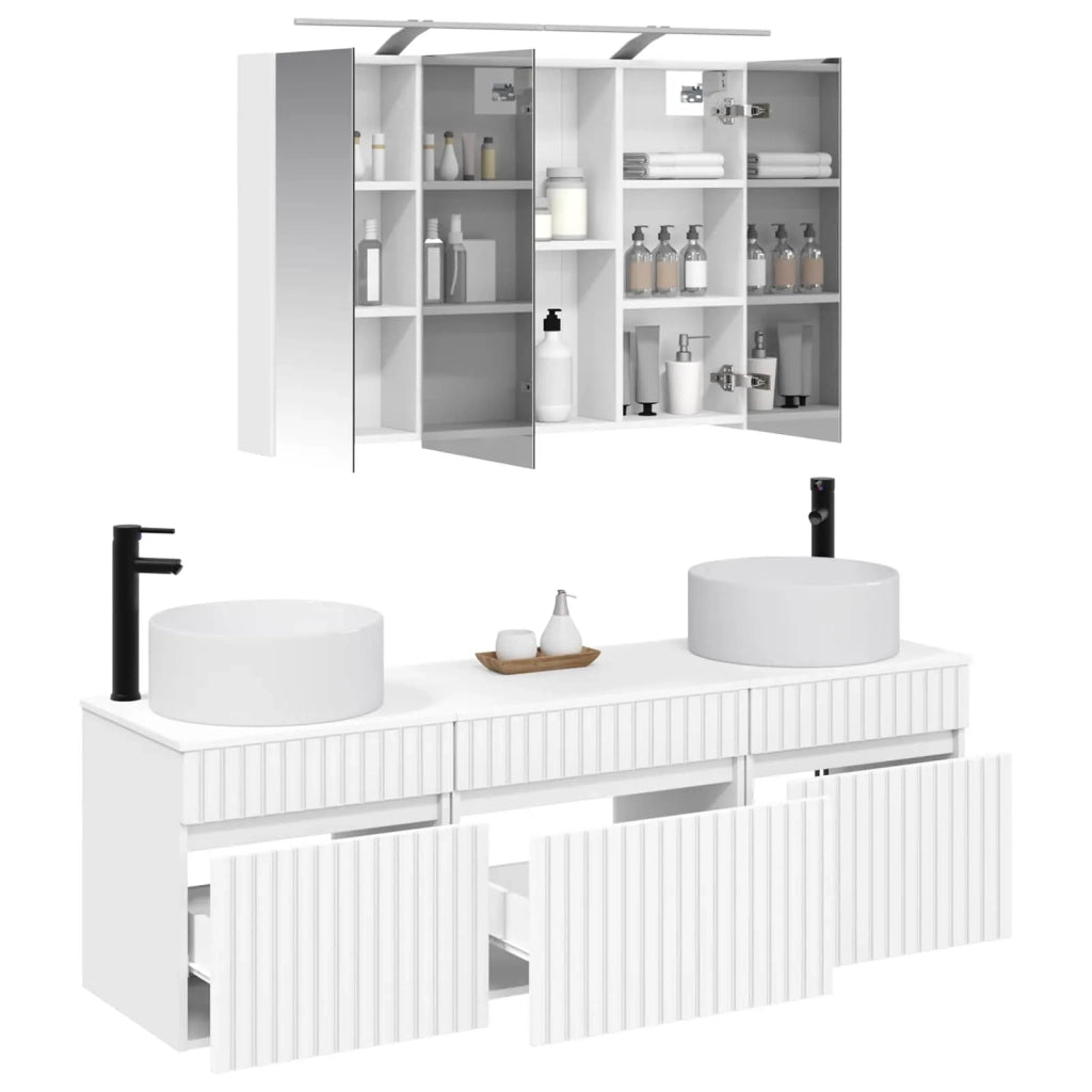 Set di Armadi da Bagno 4 pcs Bianco 100 x 14,5 x 70 cm 3406655