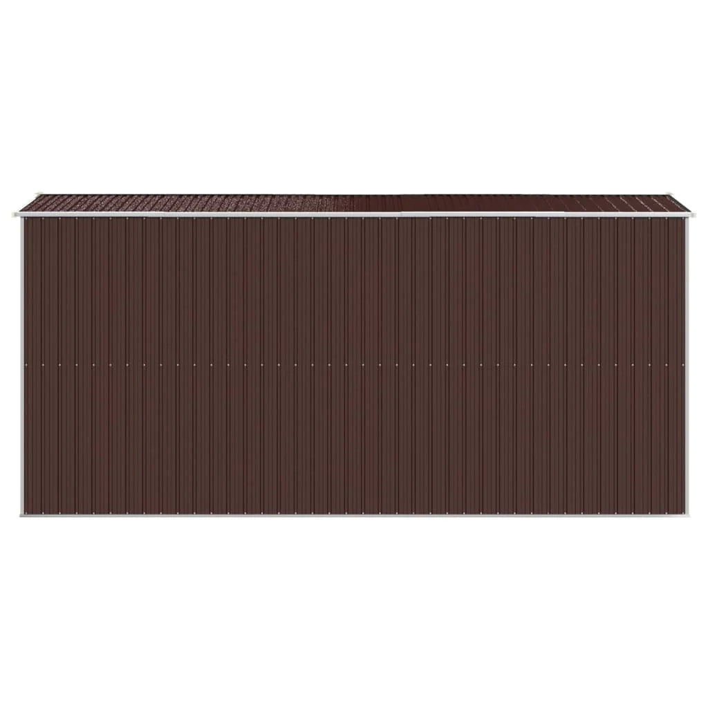 Casetta da giardino cabina ripostiglio capanno da esterno capanno per attrezzi robusta scura 192 x 440 x 223 cm acciaio zincato marrone 02_0022320