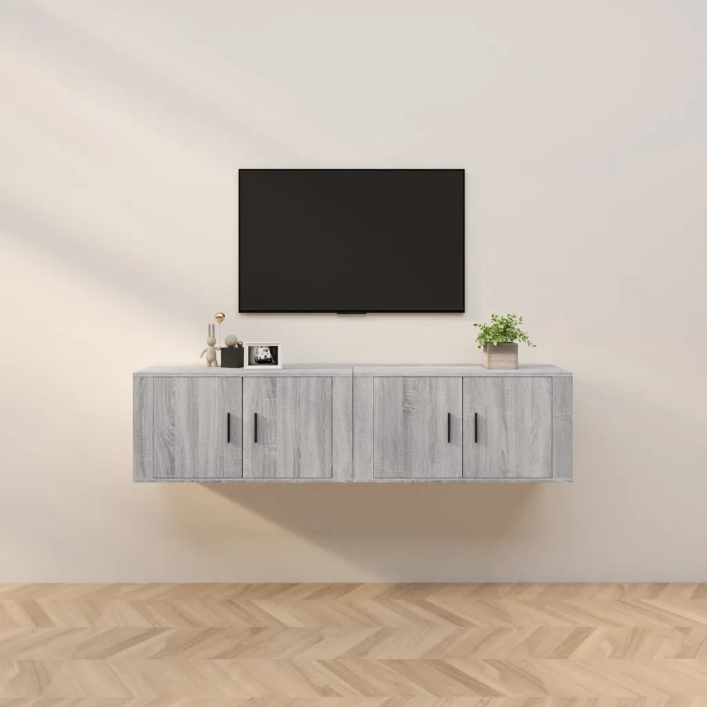 Mobili Porta TV a Parete 2 pz-Set di 2 Credenza per TV sospesa Grigio Sonoma 80x34,5x40 cm