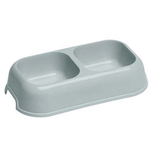 Set 6 ciotole doppie per cani e gatti in plastica riciclata 0,7 litri bordo antiscivolo e maniglie laterali colori assortiti Ferplast