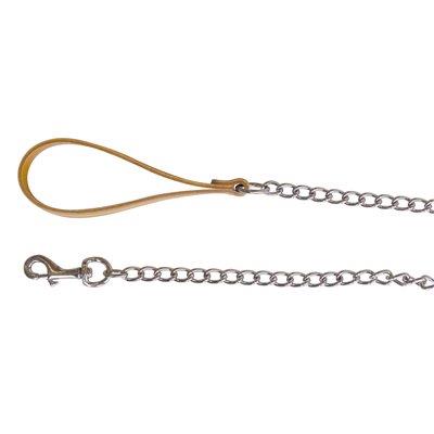 GUINZAGLIO CUOIO NATURALE + CATENA - CM 100- 2 pezzi