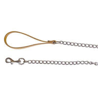 GUINZAGLIO CUOIO NATURALE + CATENA - CM 100- 2 pezzi